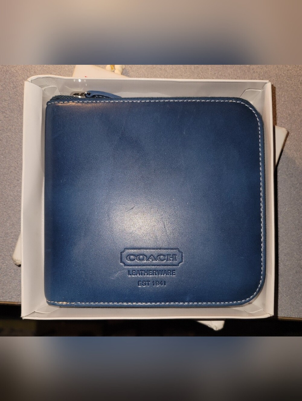 Vintage Coach Leather CD Travel Case / Blue